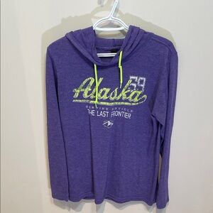 Anvil Purple Alaska Hooded Long-Sleeve Tee with Neon Drawstrings